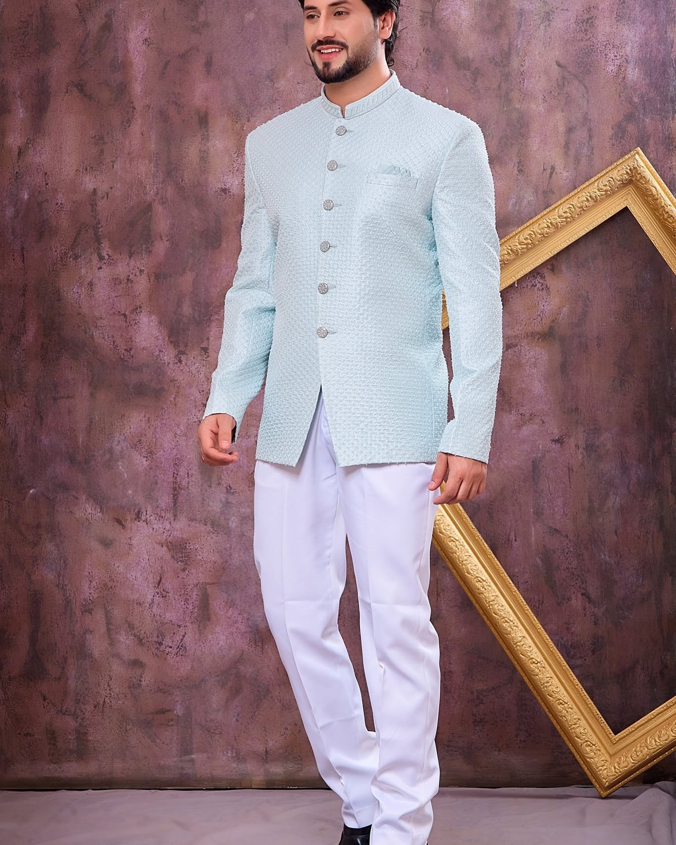 Elegant Ice Blue Jodhpuri Suit for Men